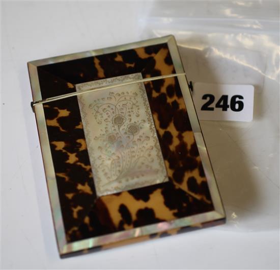 Tortoiseshell and mother of pearl card case